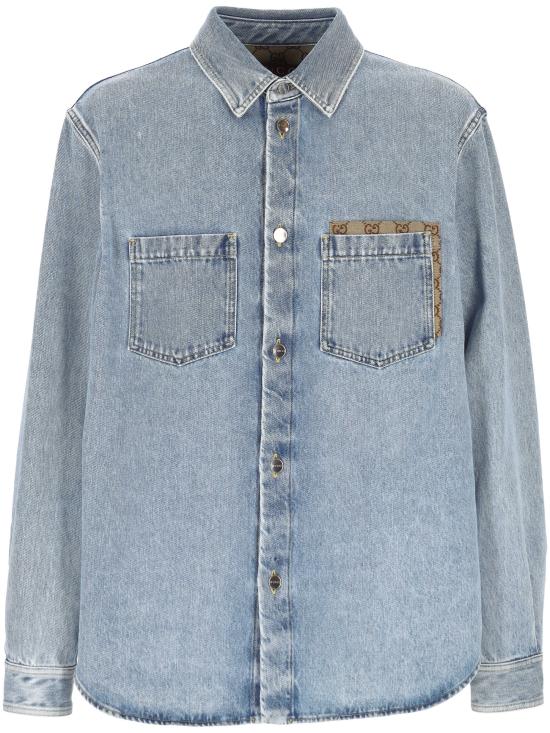 25FW 구찌 인서트 워시드 데님 셔츠 835220 XDDCY4452