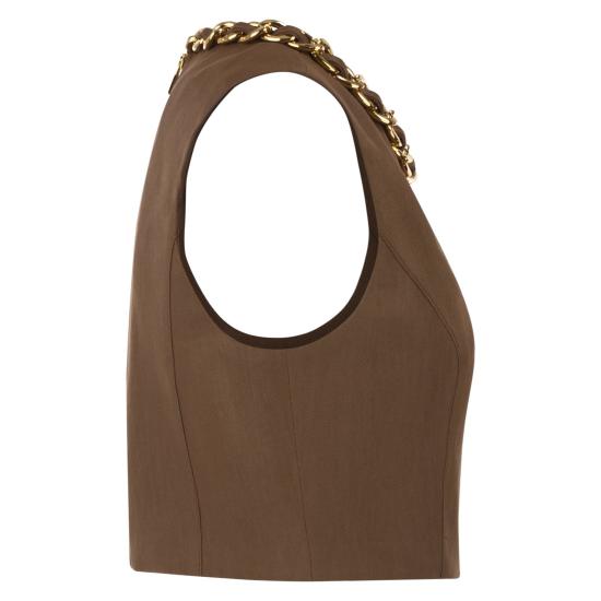 26SS 엘리자베타프랜치 민소매 티셔츠 TO06062E2 BROWN - ELISABETTA FRANCHI