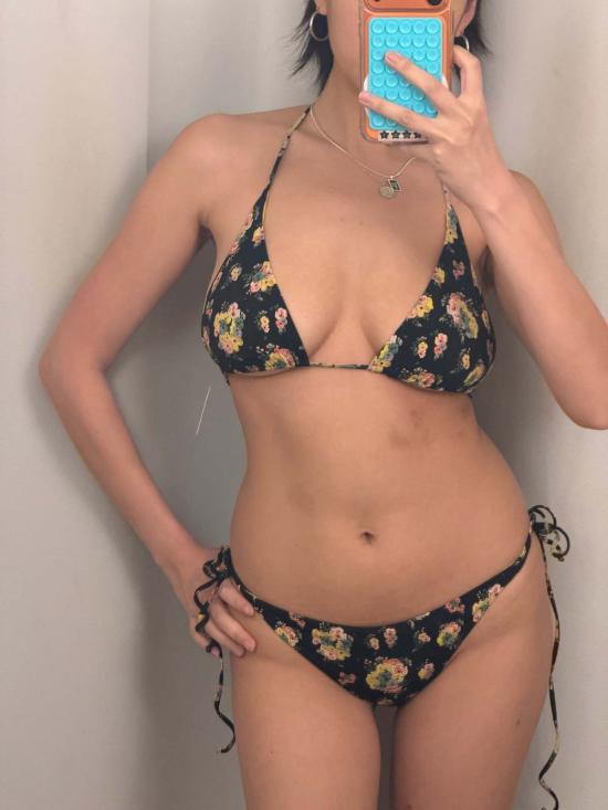  시위 비키니 수영복 시유 루카 리버서블 트라이앵글 비키니 탑 고스 허니