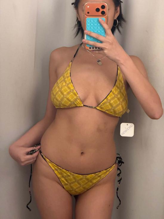  시위 비키니 수영복 시유 루카 리버서블 트라이앵글 비키니 탑 고스 허니 - SIYU