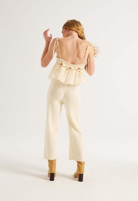  루 샤르망 민소매 티셔츠 루프 샤르망 아이리스 부케 자수 탱크탑 - LOUP CHARMANT