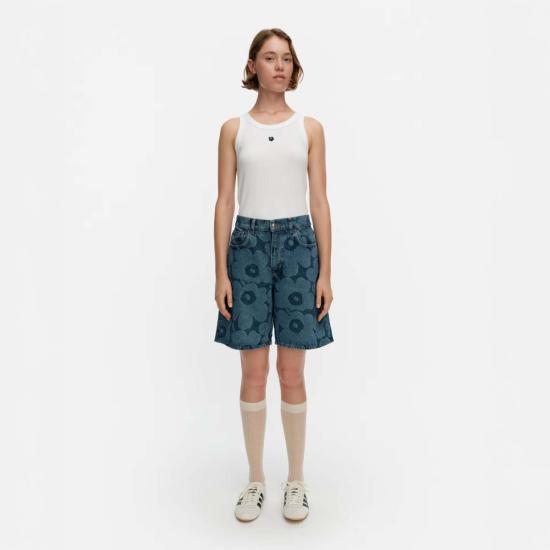  마리메꼬 데님 숏팬츠 Marimekko Marssi 데님 반바지 인디고