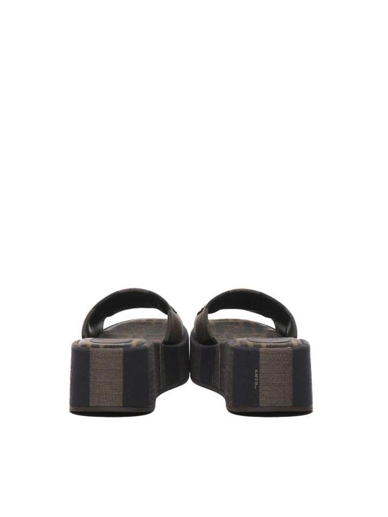  펜디 샌들 선샤인 패브릭 플랫폼  브라운 - FENDI