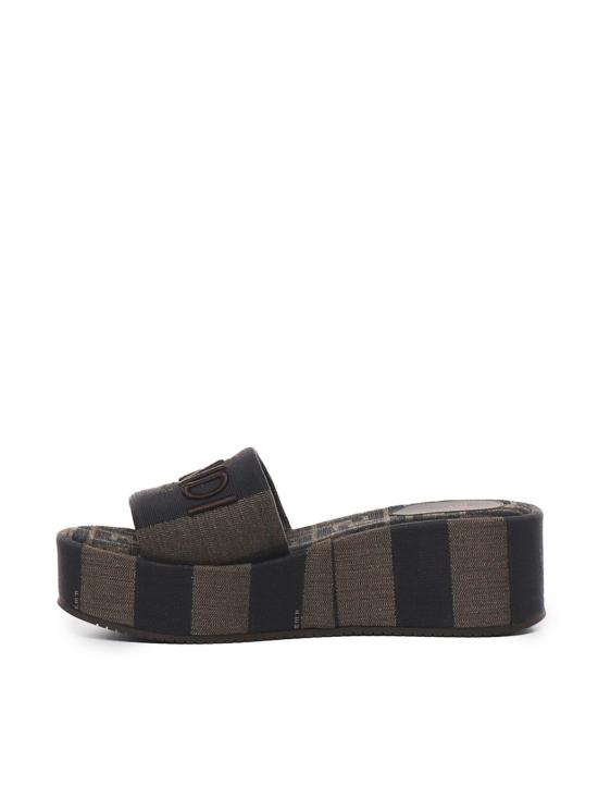  펜디 샌들 선샤인 패브릭 플랫폼  브라운 - FENDI