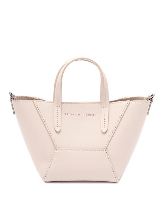 26SS 브루넬로 쿠치넬리 카프스킨 BC Duo 미니 백 모닐레 장식 MBXAD2675C8922 White
