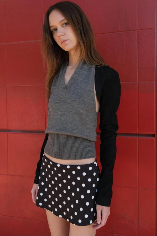  길 숏 스커트 겔 아리아 폴카 도트 미니 스커트 블랙/화이트 폴카 도트 - GEEL