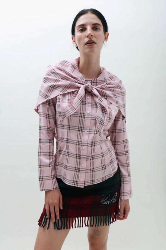  레이브 리뷰 블라우스 극찬 리뷰 Anne Top Pink Plaid - RAVE REVIEW