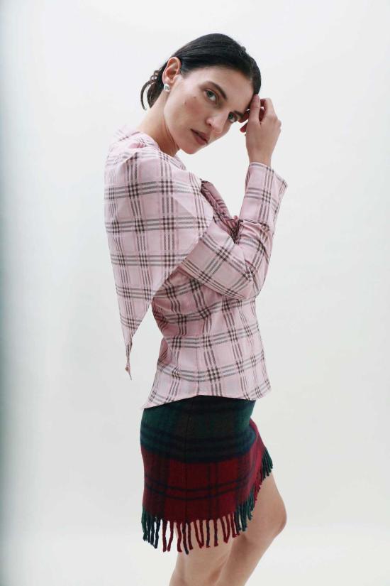  레이브 리뷰 블라우스 극찬 리뷰 Anne Top Pink Plaid - RAVE REVIEW