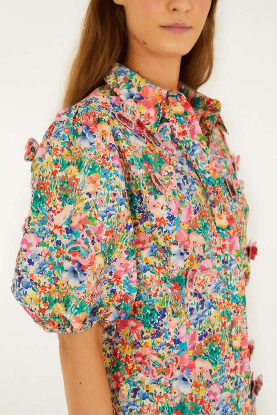  팜 리오 블라우스 피전트 플로럴 버터플라이  피전트 플로럴 오프 화이트 - FARM RIO