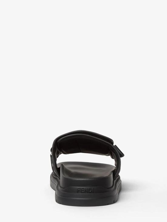 26SS 펜디 레더 FF 나일론 청키 슬라이드 7X1850AOMF F0ABB Black - FENDI