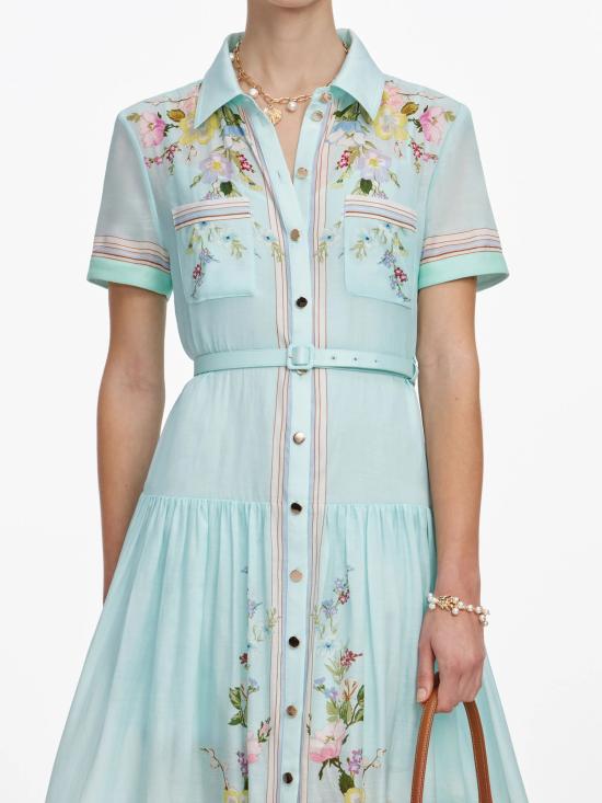 26SS 셀프 포트레이트 미디 원피스 AC26002MG GREEN Green - SELF PORTRAIT