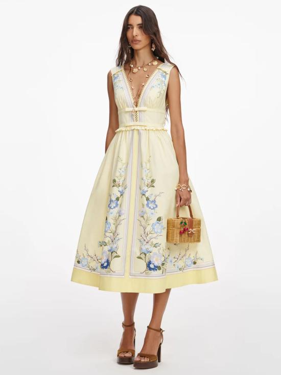 26SS 셀프 포트레이트 미디 원피스 AC26012MY YELLOW Yellow