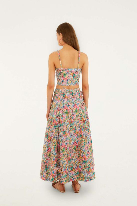  팜 리오 롱 스커트 피전트 플로럴 버터플라이 맥시 스커트 피전트 플로럴 오프 화이트 - FARM RIO