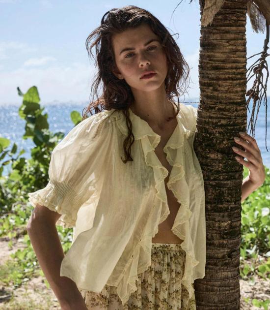  도엔 블라우스 되엔 앙리 탑 크림 시트론 - DOEN