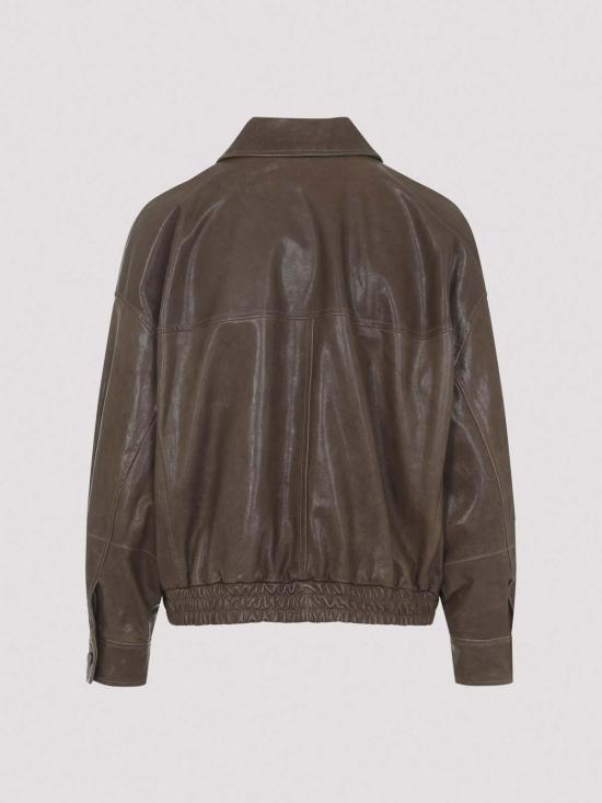 26SS 브루넬로 쿠치넬리 모닐리 글로시 나파 가죽 아우터 재킷 MPPAH7661C8921 Brown - BRUNELLO CUCINELLI