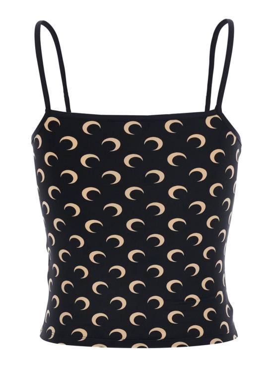  마린세르 블라우스 마린 세르 문 프린트 저지 스트랩 탑 블랙 - MARINE SERRE