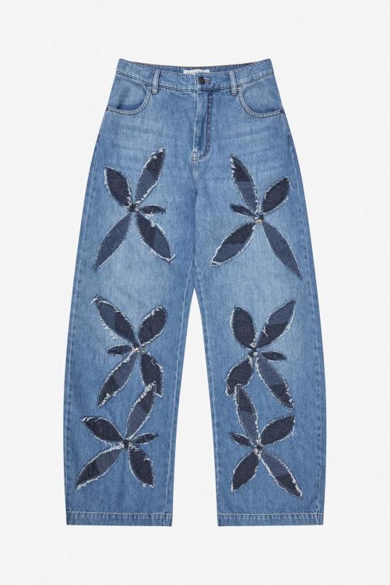  문테 데님 팬츠 비모 와이드 레그 진