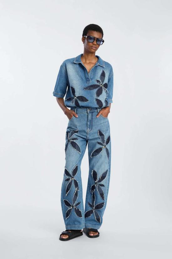  문테 데님 팬츠 비모 와이드 레그 진 - MUNTHE