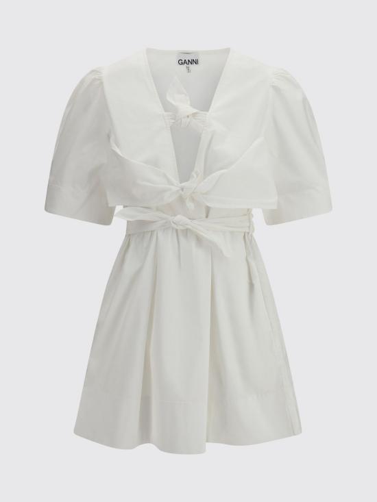 26SS 가니 코튼 보우 밴드 미니 드레스 A1030195 151 White - GANNI