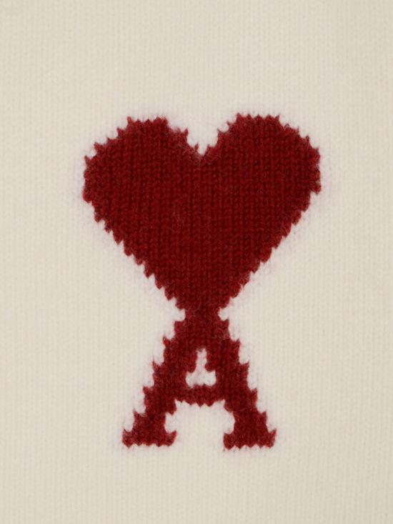 26SS 아미 하트 로고 인타르시아 V넥 가디건 UKC367018 154 Ecru - AMI