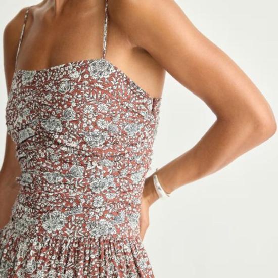  어피스 어파트 롱 원피스 Apiece Apart Jana 러플 보디스 맥시 드레스 클레이 플로럴 - APIECE APART