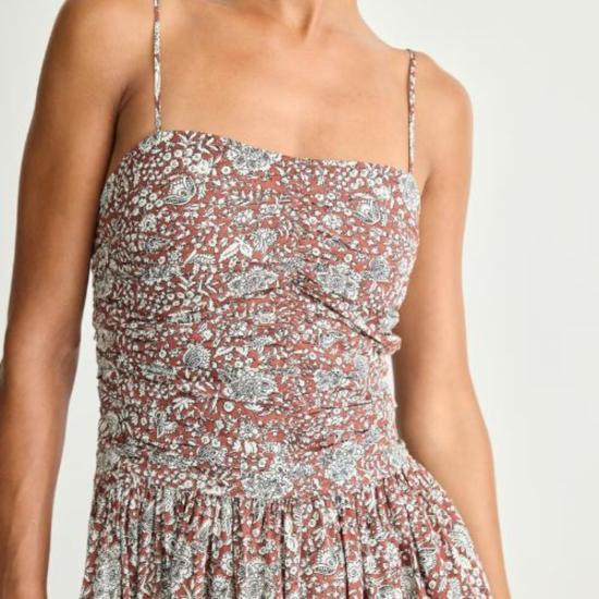  어피스 어파트 롱 원피스 Apiece Apart Jana 러플 보디스 맥시 드레스 클레이 플로럴 - APIECE APART