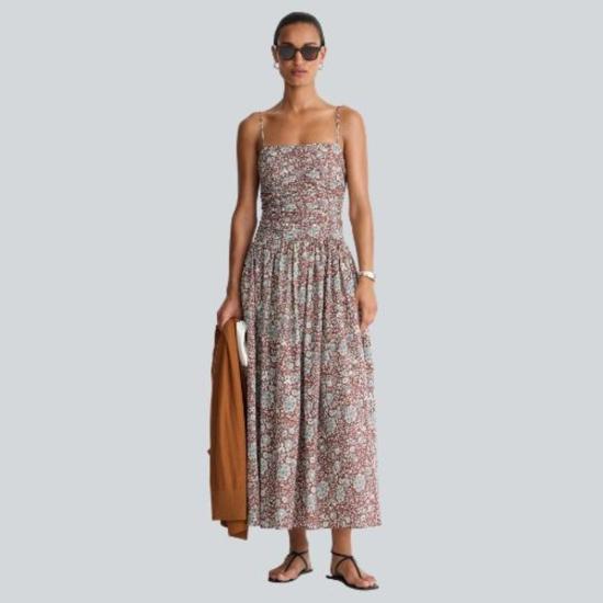  어피스 어파트 롱 원피스 Apiece Apart Jana 러플 보디스 맥시 드레스 클레이 플로럴