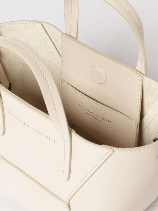 26SS 브루넬로 쿠치넬리 카프스킨 BC Duo 미니 백 모닐레 장식 MBXAD2675 C8905 Ivory - BRUNELLO CUCINELLI