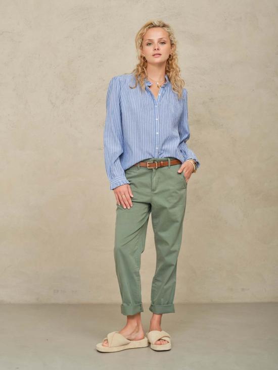  엠에이비이 긴팔 티셔츠 M.A.B.E 크리시 롱셔츠 블루 스트라이프 - M.A.B.E