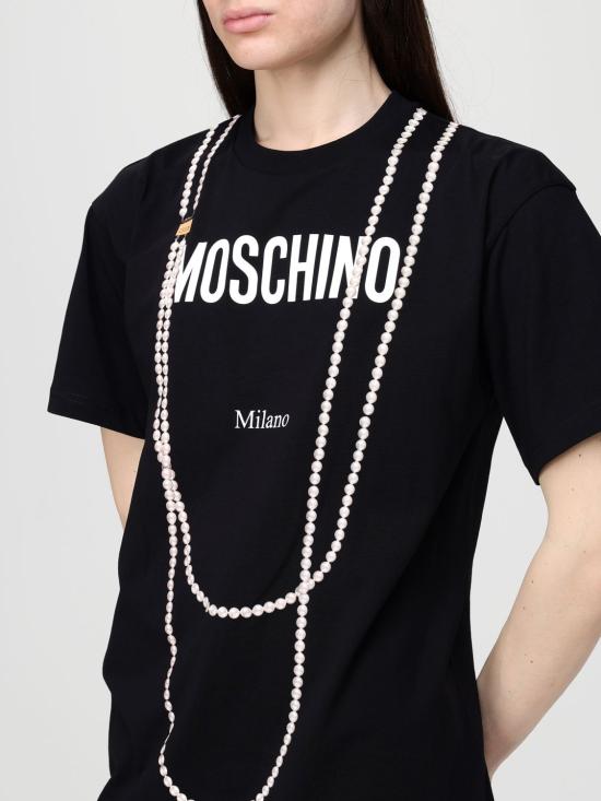 26SS 모스키노 반팔 티셔츠 07180541 1555 Black - MOSCHINO