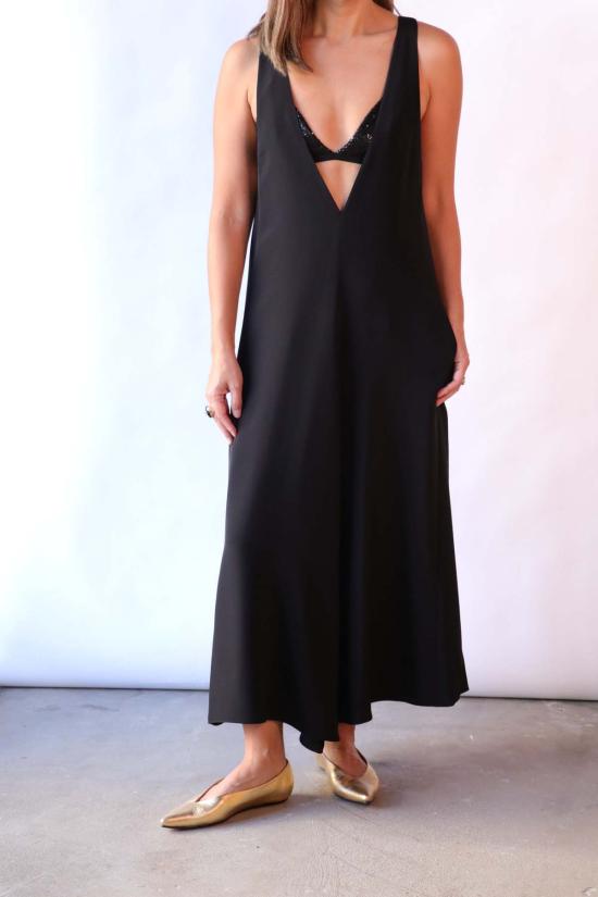  티비 롱 원피스 4겹 실크 V넥 드레스 (브라 포함) - TIBI