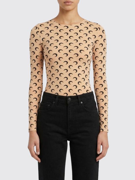 26SS 마린세르 크레센트 문 프린트 긴팔 티셔츠 WTS006ACJER0001 TA10 Camel