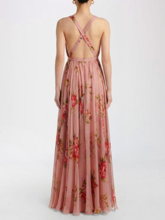 26SS 돌체앤가바나 로즈 부케 프린트 쉬폰 드레스 F6ZA1TIS11F HF5ZN Pink - DOLCE & GABBANA