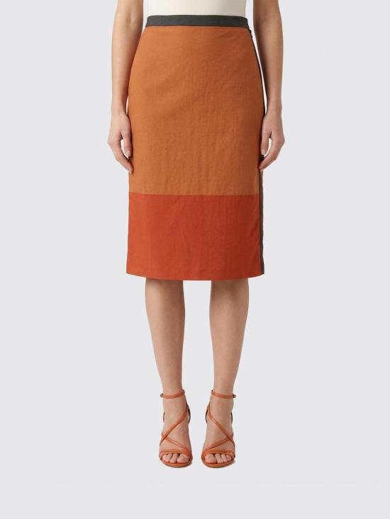 26SS 생로랑 미디 스커트 856970Y6J18 2607 Ocher