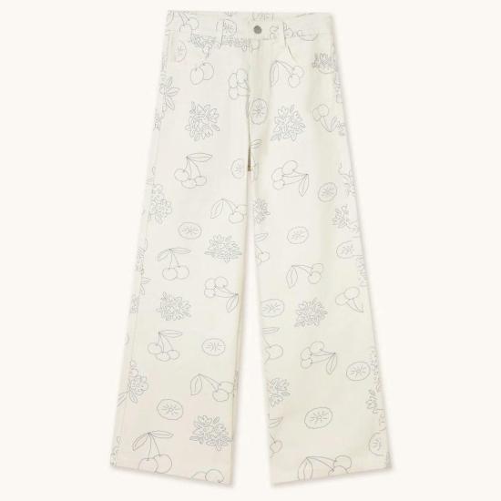  타이니 빅 시스터 데님 팬츠 마루 프루츠  오프 화이트