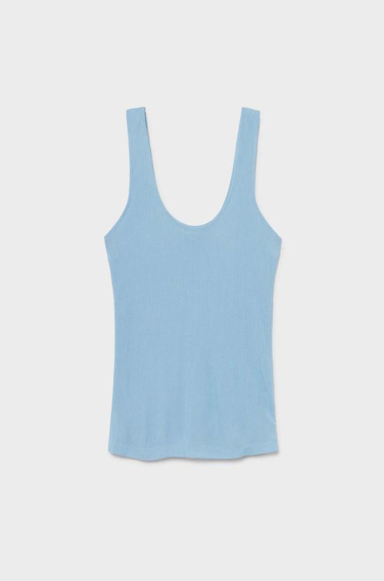  실크 런드리 민소매 티셔츠 립드 탱크 스카이 - SILK LAUNDRY