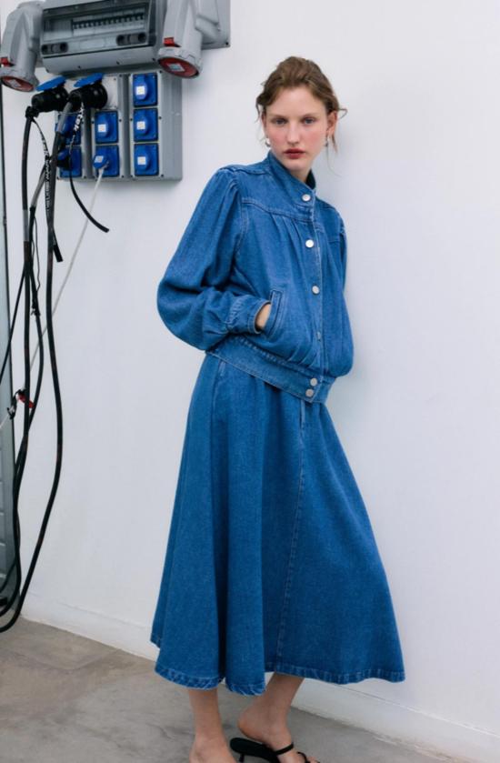  더뉴소사이어티 데님 자켓 뉴 소사이어티 텐셀 재킷 미드 데님 - THE NEW SOCIETY