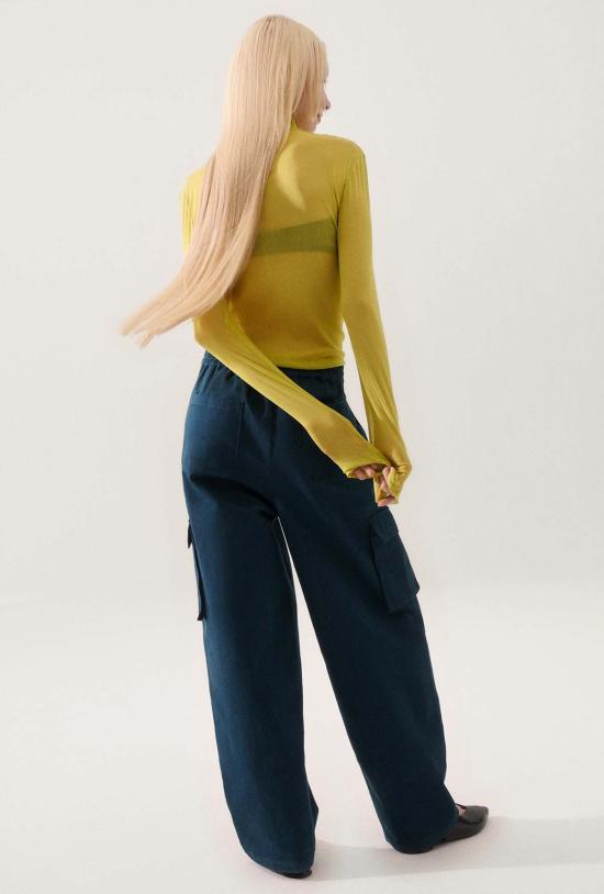  실크 런드리 스트레이트 팬츠 캔버스 카고 팬츠 틸 색상 - SILK LAUNDRY