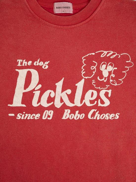 보보쇼즈 스웨터 보보 초스 피클스 더 도그 릴랙스 스웨트셔츠 레드 - BOBO CHOSES