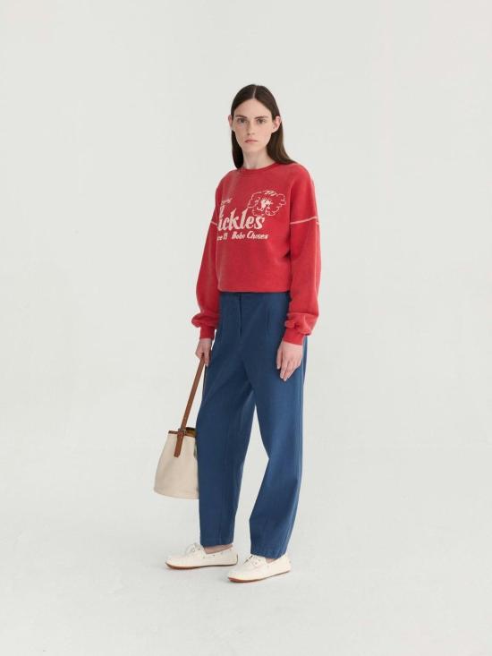  보보쇼즈 스웨터 보보 초스 피클스 더 도그 릴랙스 스웨트셔츠 레드 - BOBO CHOSES