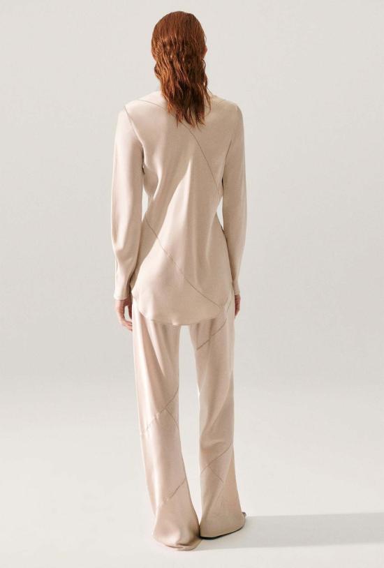  실크 런드리 스트레이트 팬츠 스플라이스 바이어스컷 팬츠 헤이즐넛 - SILK LAUNDRY