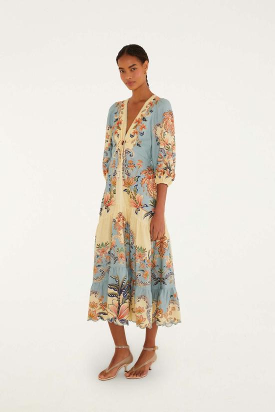  팜 리오 롱 원피스 보호 뷰티 버터 맥시 드레스 버터 옐로우 - FARM RIO