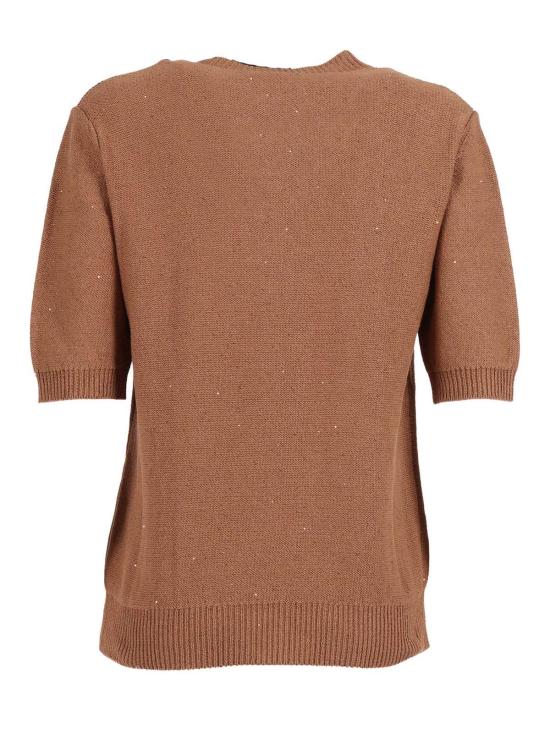  파비아나 필리피 스웨터 스팽글 반팔 크루넥  베이지 - FABIANA FILIPPI