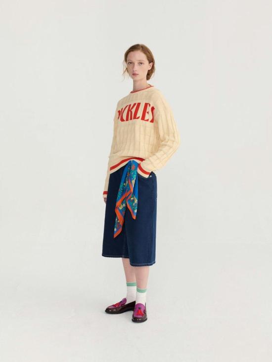  보보쇼즈 스웨터 보보 초세스 피클스 코튼 점퍼 베이지 - BOBO CHOSES