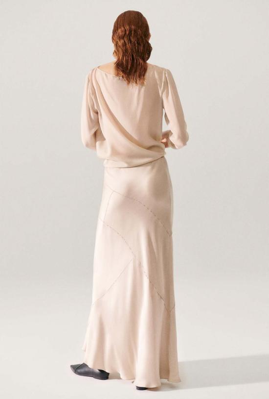  실크 런드리 롱 스커트 스플라이스 롱 바이어스컷 스커트 헤이즐넛 - SILK LAUNDRY