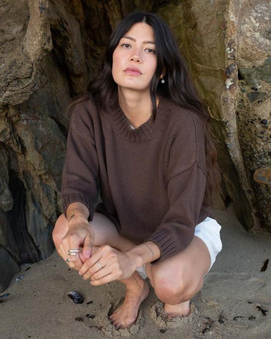  어니스트 코튼 민소매 티셔츠 크롭 니트 초콜릿/블랙/화이트/크림