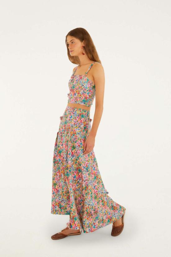  팜 리오 블라우스 피전트 플로럴 버터플라이 탑 피전트 플로럴 오프 화이트 - FARM RIO