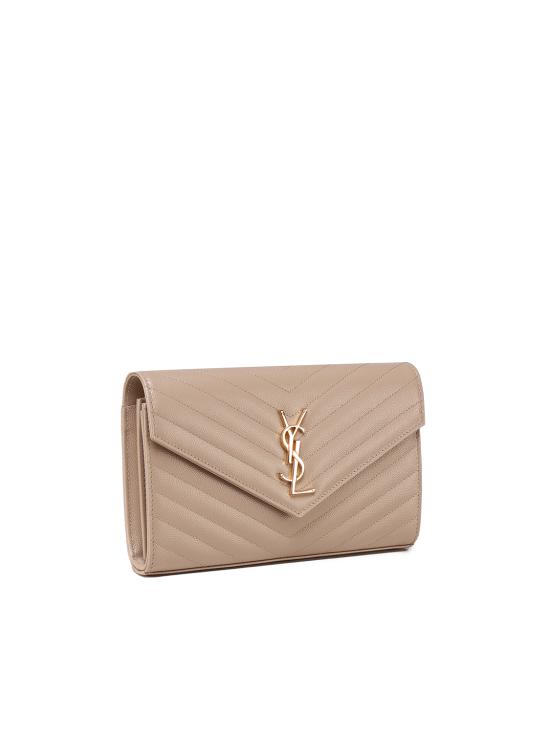 26SS 생로랑 레더 카산드라 체인 월렛 377828 BOW012721 Dark beige - SAINT LAURENT