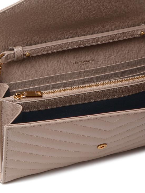 26SS 생로랑 레더 카산드라 체인 월렛 377828 BOW012721 Dark beige - SAINT LAURENT