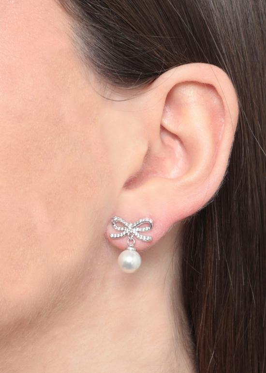 26SS 셀프 포트레이트 이어링 RS26611EP BOW PEARLSILVER Silver - SELF PORTRAIT